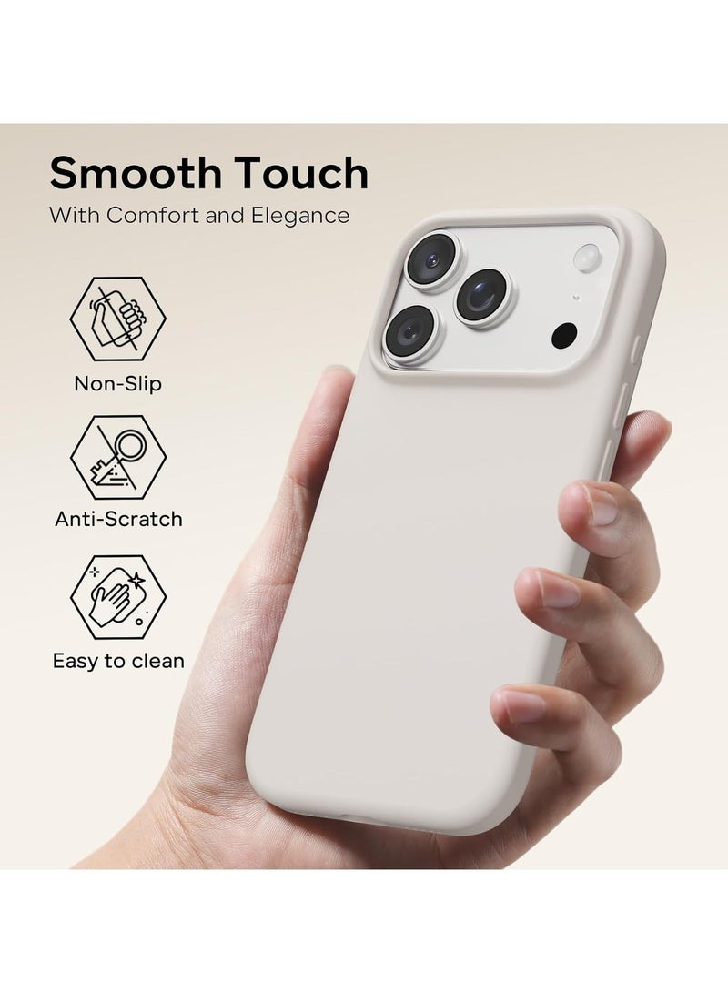 أكاليكس جراب سيليكون متوافق مع iPhone 17 Pro Max، جراب هاتف سيليكون سائل رفيع مع مصد مطاطي ناعم مقاوم للصدمات مكون من 3 طبقات مع بطانة من مادة TPU (رمادي) - Image 3