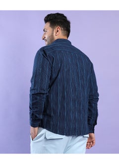 Instafab Plus Men's Navy Blue Ombre Striped Shirt  - Image 1