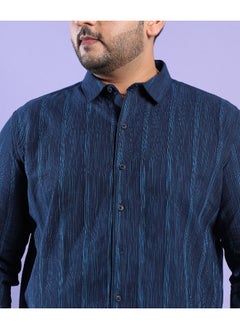 Instafab Plus Men's Navy Blue Ombre Striped Shirt  - Image 3