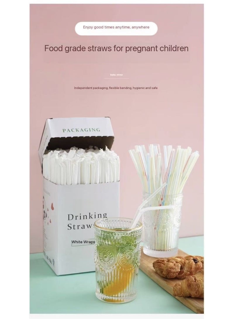 Food-Grade Disposable Straws – Individually Wrapped (300pcs), 20cm Thin Bent Straws, Suitable for Postpartum Mothers & Babies, Transparent for Milk Tea & Beverages - Image 4