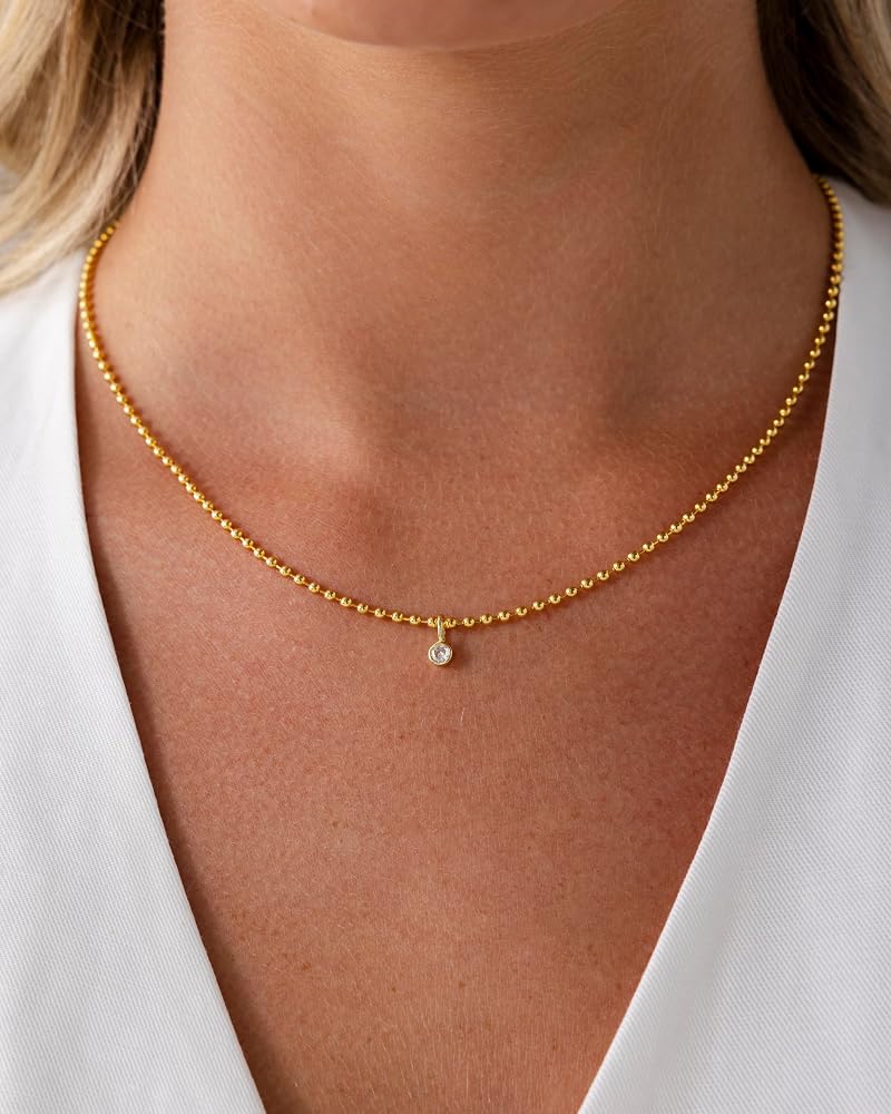 PAVOI 14K Gold-Plated Bezel Round-Set Solitaire Pendant Necklace for Women Cubic Zirconia Statement Necklace - Image 3
