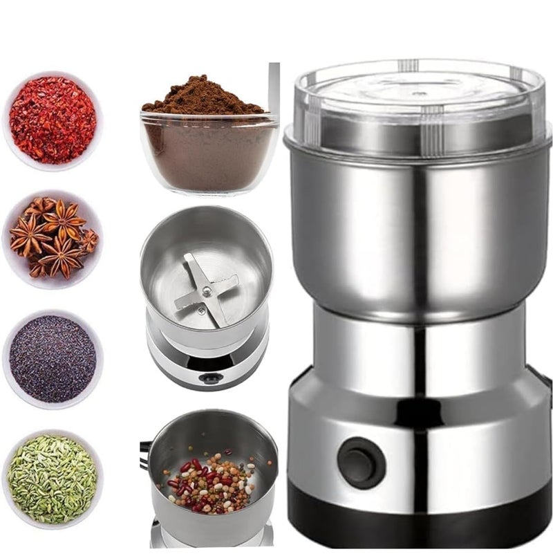 KESNOMA KESNOMA Stainless Steel Multifunctional Grinder Machine Spice Grinding Portable Electric Grain Mill Grinder Dry Fruit Steel Grain Spices Cereals Seasonings Coffee Bean Grinder Machine Pack of 1  - Image 1