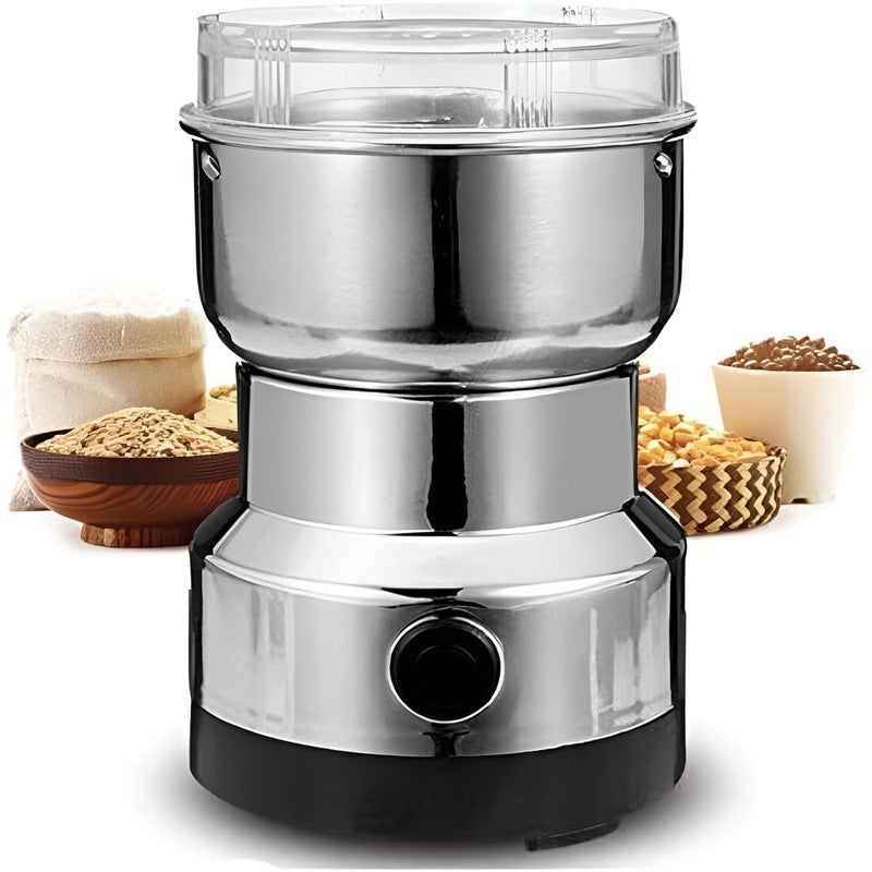 KESNOMA KESNOMA Stainless Steel Multifunctional Grinder Machine Spice Grinding Portable Electric Grain Mill Grinder Dry Fruit Steel Grain Spices Cereals Seasonings Coffee Bean Grinder Machine Pack of 1  - Image 5