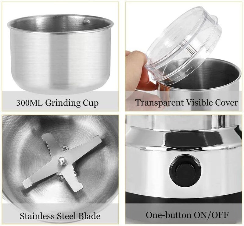 KESNOMA KESNOMA Stainless Steel Multifunctional Grinder Machine Spice Grinding Portable Electric Grain Mill Grinder Dry Fruit Steel Grain Spices Cereals Seasonings Coffee Bean Grinder Machine Pack of 1  - Image 2