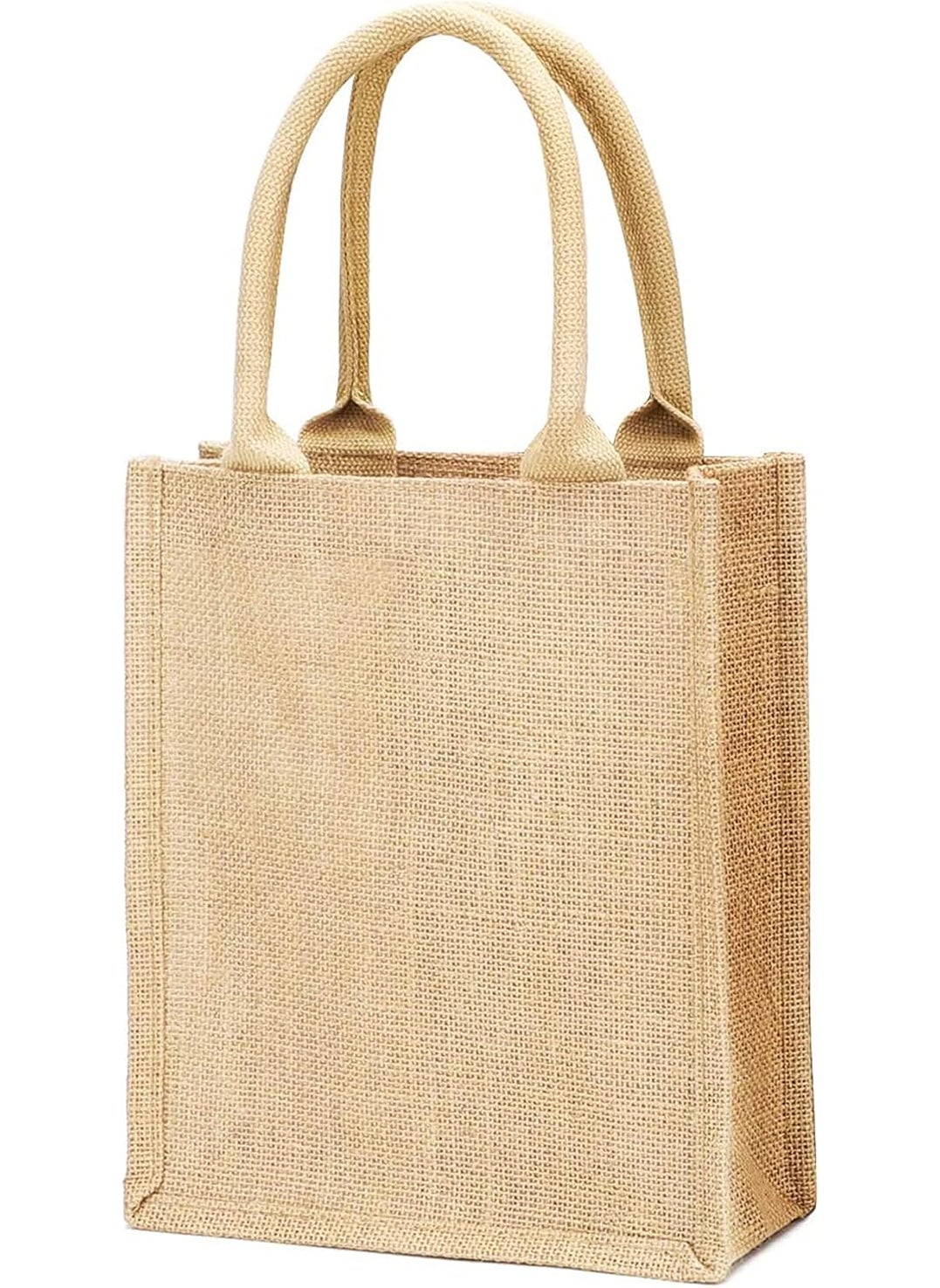 TBF 6 Pack Stylish Reusable Jute Burlap Tote Bags Large Medium Small Bag for Gifts Decorating Events Beach Shopping Wedding More  - Image 1