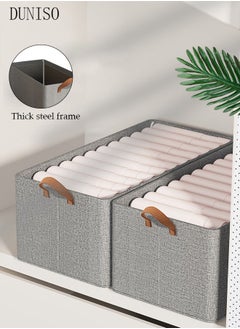 DUNISO 3pcs Wardrobe Clothes Organizer Foldable Closet Storage Organizer for Clothes Jeans Washable Closet Storage Boxes with Carrying Handles Cube Storage Bin for Home Bedroom Office  - Image 2