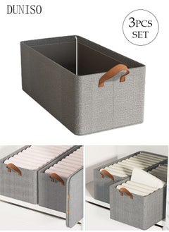 DUNISO 3pcs Wardrobe Clothes Organizer Foldable Closet Storage Organizer for Clothes Jeans Washable Closet Storage Boxes with Carrying Handles Cube Storage Bin for Home Bedroom Office  - Image 1