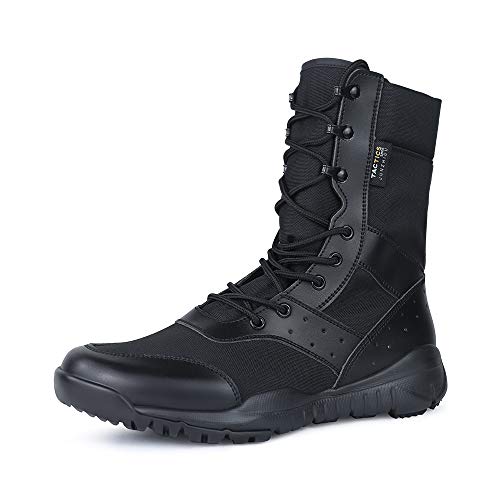 LUDEY Tactical Boots for Men Lightweight Military Boots Durable Army Combat Boots Comfortable Work Boots Waterproof Security Boots Black 9.5US - Image 1