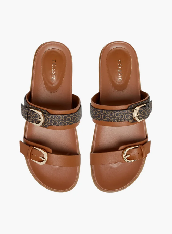 سيليست Women's Buckle Accent Slip-On Sandals