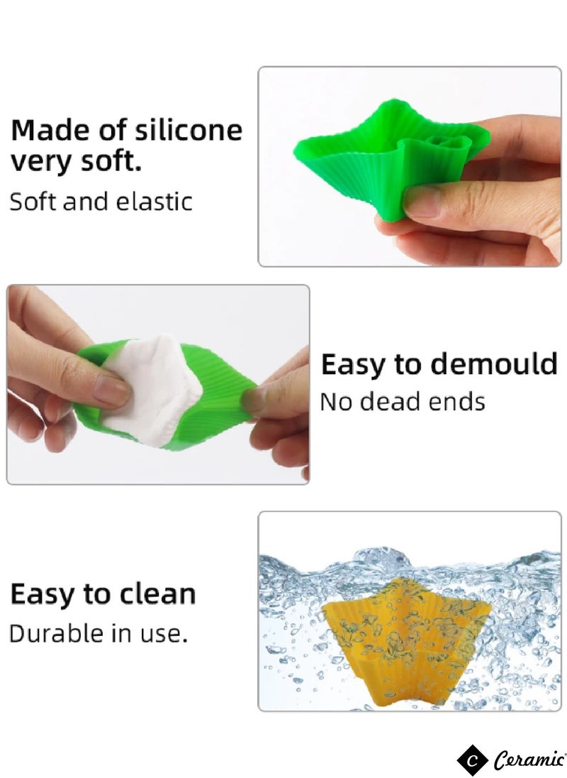 CERAMIC Silicone Muffin 42 Pack Cups Selizo Silicone Cupcake Baking Cups Reusable Muffin Liners Cupcake Wrapper Cups Holders for Muffins Cupcakes and Candies  - Image 4