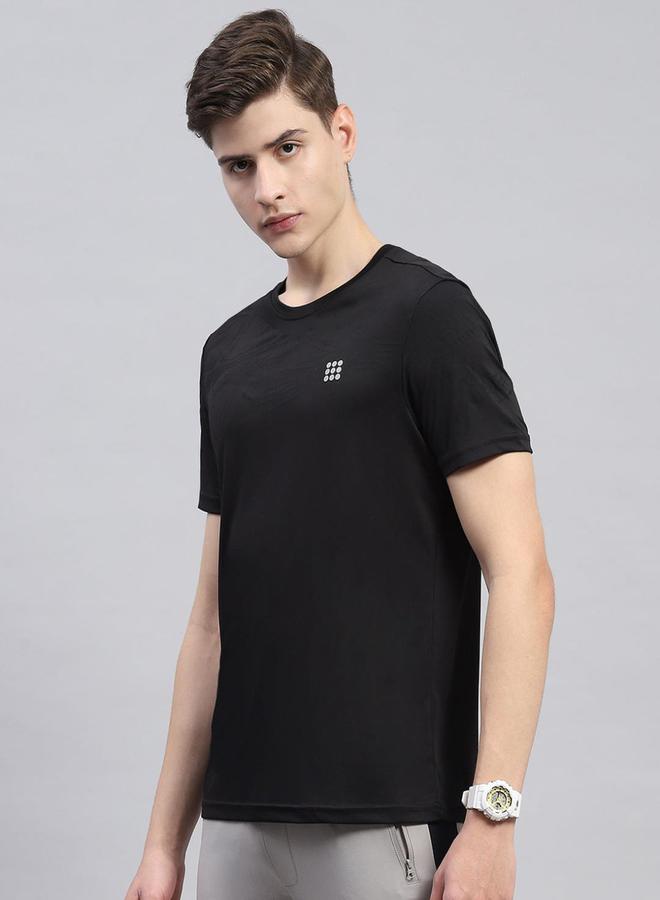 Rock.it Men Black Solid Round Neck Short Sleeves T Shirt - Image 2