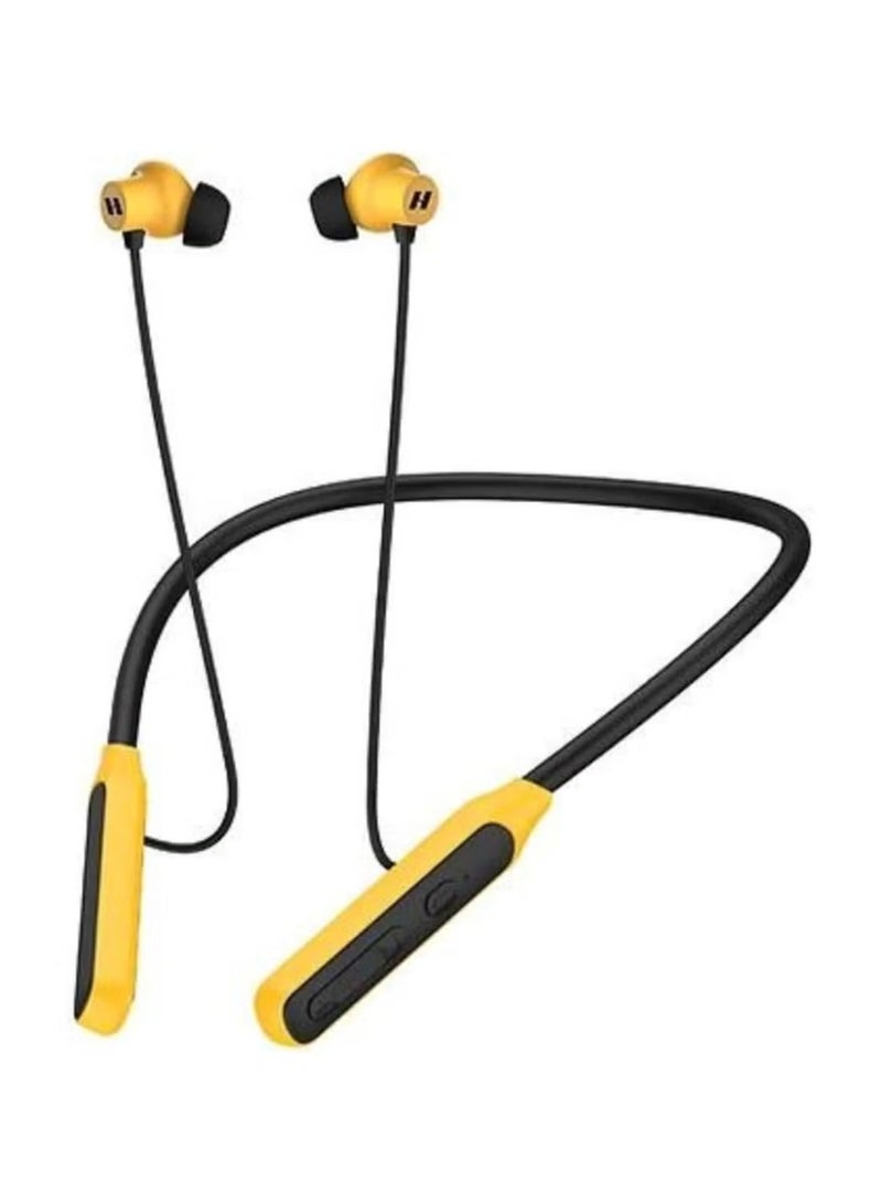 Haino Teko HN 41 Neckband Wireless Bluetooth Earphone with Super Clear Mic | 40 Hours Playtime, Sweatproof, Magnetic Design, Comfortable Fit | Black and Yellow - Image 1
