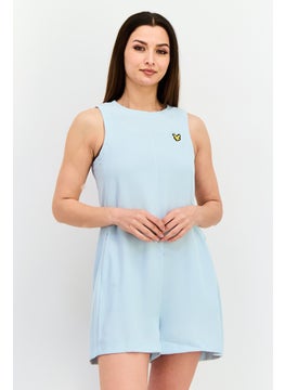 Lyle & Scott Women Brand Logo Sleeveless Playsuit, Turquoise  - Image 1