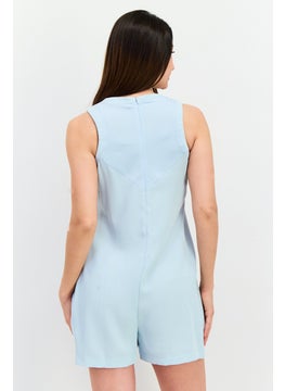 Lyle & Scott Women Brand Logo Sleeveless Playsuit, Turquoise  - Image 3