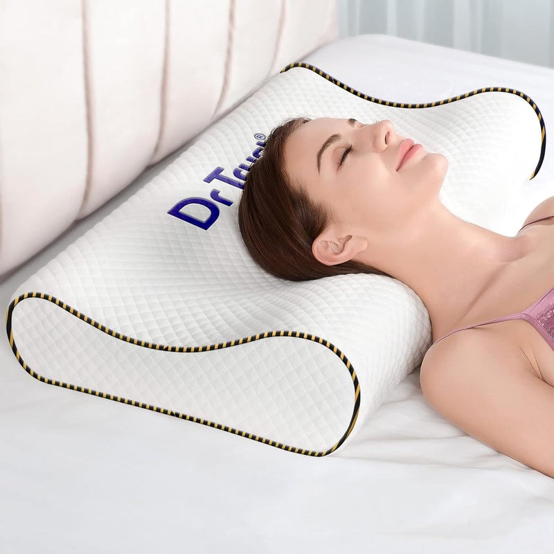 Dr Trust وسادة الذاكرة الطبية الأمريكية 355 | وسادة عنق لتخفيف آلام الرقبة والكتف الناتجة عن التهاب الفقرات | دعم إضافي للرقبة أثناء النوم، يحسن الوضعية (الحجم 60 × 36 × 11 سم) - Image 1