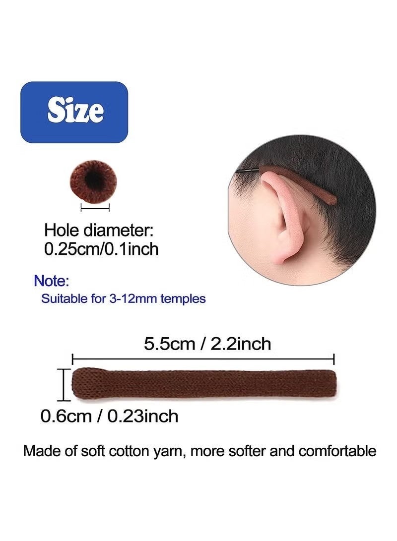4pcs Eyeglasses Temple Tips Sleeve Retainer, Upgrade Soft Knitting Cotton Fabric Eyeglass Ear Cushion Anti-Slip Temple Pads for Sunglasses Glasses Reading Glasses (Black) - Image 5