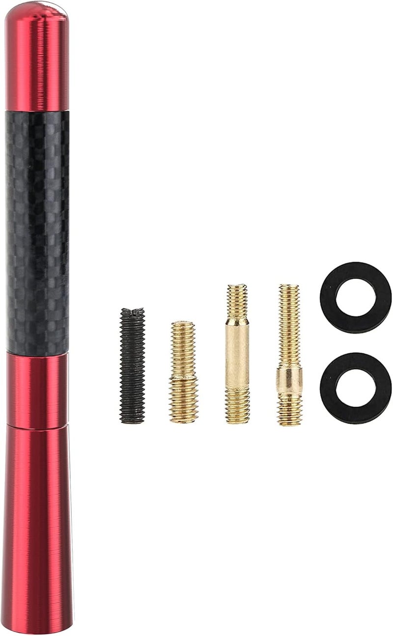 Tecreddy Universal Red Car Antenna Mast Carbon Fiber Truck Vehicle Replacement Short Antenna 4.7 inch Compatible with Ford, Dodge, Jeep, Toyota, Nissan, Mazda - Image 1