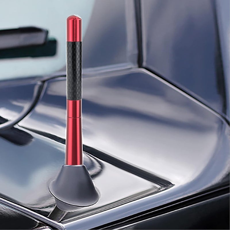 Tecreddy Universal Red Car Antenna Mast Carbon Fiber Truck Vehicle Replacement Short Antenna 4.7 inch Compatible with Ford, Dodge, Jeep, Toyota, Nissan, Mazda - Image 4