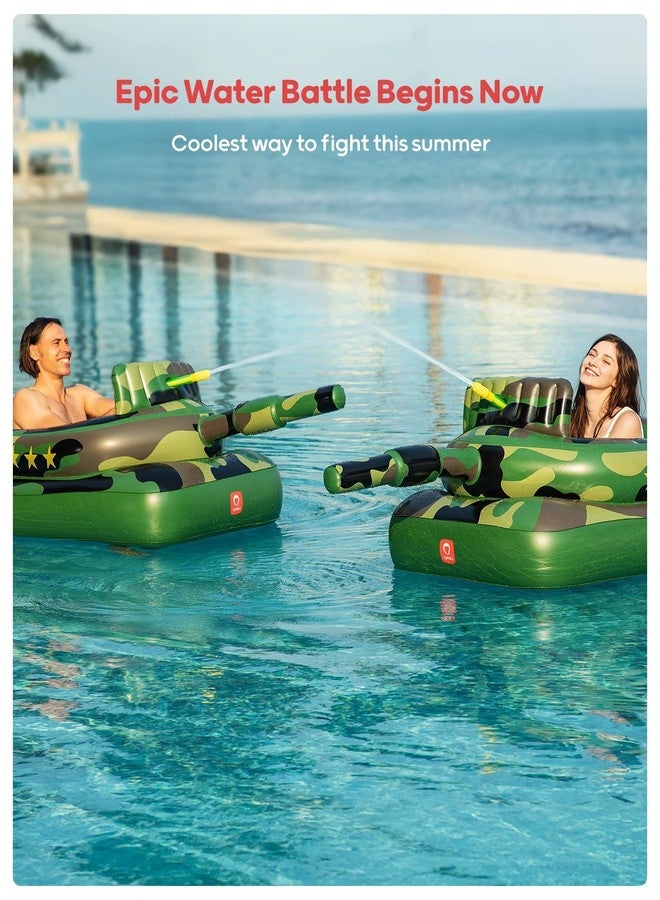 QPAU Inflatable Tank Pool Float for Adults & Kids - Ride-On Camouflage Floaty with Water Cannon, Swim Raft Toy for Boys Girls Ages 6+, Lake Beach Backyard Party Floaties - Image 2