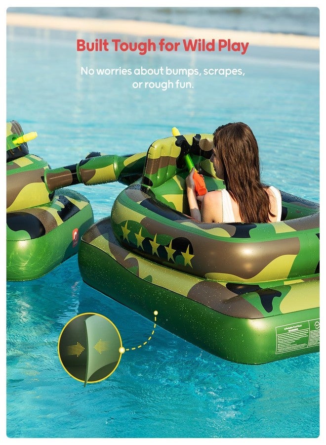 QPAU Inflatable Tank Pool Float for Adults & Kids - Ride-On Camouflage Floaty with Water Cannon, Swim Raft Toy for Boys Girls Ages 6+, Lake Beach Backyard Party Floaties - Image 4