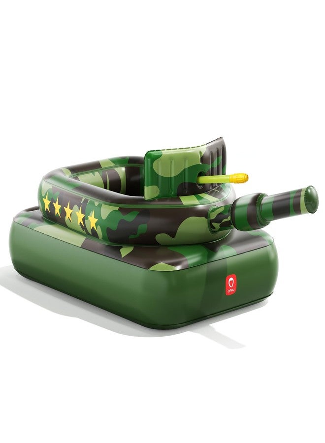 QPAU Inflatable Tank Pool Float for Adults & Kids - Ride-On Camouflage Floaty with Water Cannon, Swim Raft Toy for Boys Girls Ages 6+, Lake Beach Backyard Party Floaties - Image 1