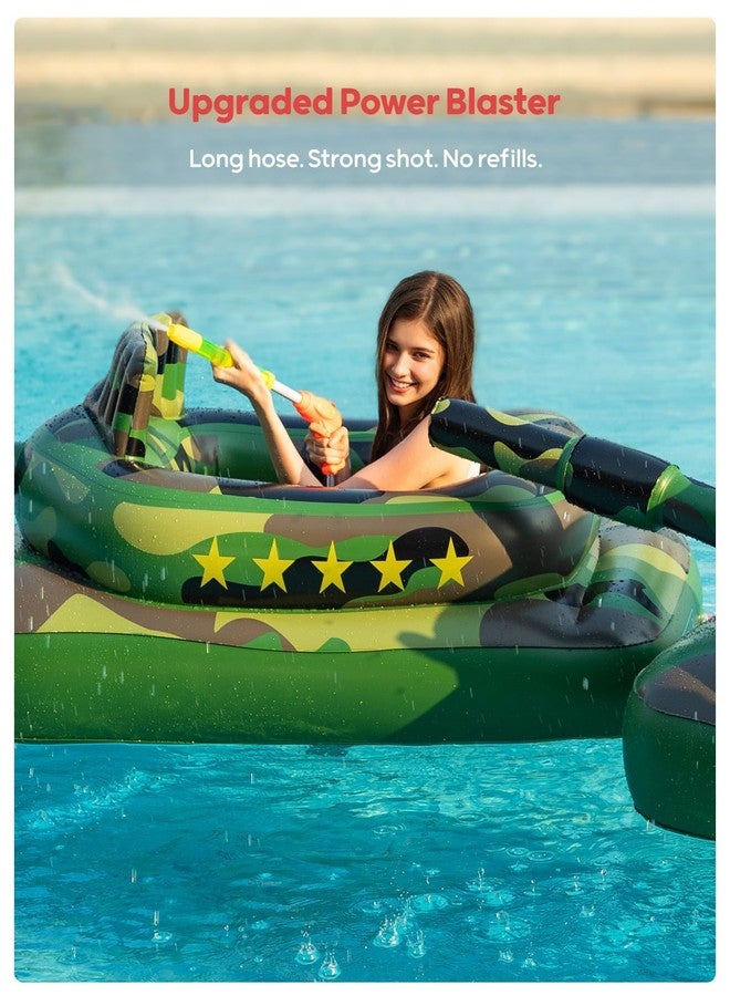 QPAU Inflatable Tank Pool Float for Adults & Kids - Ride-On Camouflage Floaty with Water Cannon, Swim Raft Toy for Boys Girls Ages 6+, Lake Beach Backyard Party Floaties - Image 3
