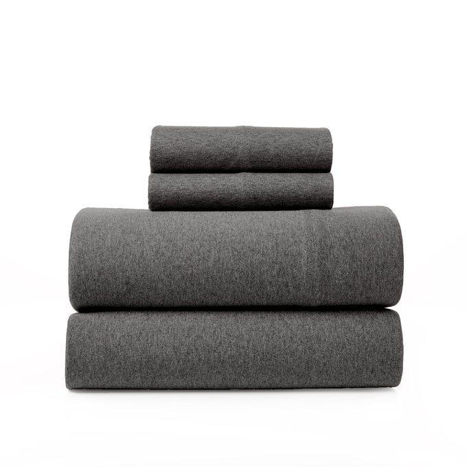 ROAD TRIP AMERICA JERSEY KNIT SHEET SET 4 PIECES KING COTTON SHEETS SET SOFT COZY STRETCHY KNIT BED LINEN DARK GREY KING