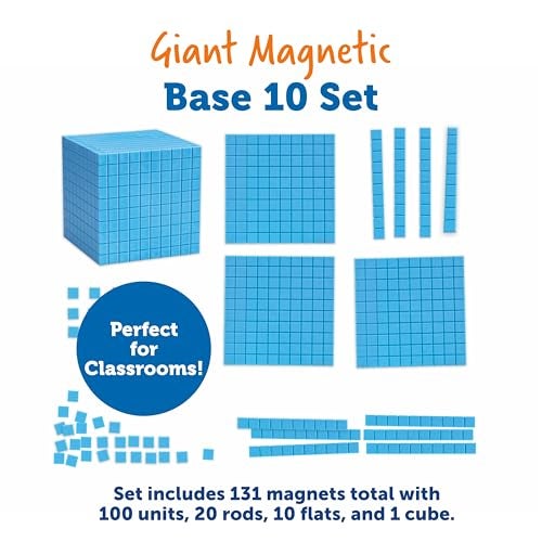 Learning Resources Giant Magnetic Base Ten, Magnetic Base Ten, Use with Magnetic Surfaces or Whiteboards, 131 Piece Set - Image 4
