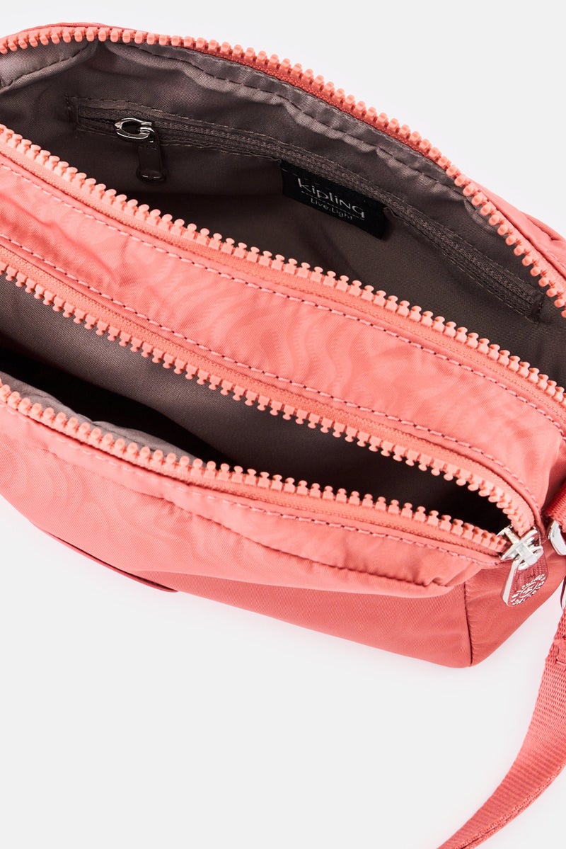 kipling Women Brand Logo Cross Body Bag, Rust Pink - Image 3