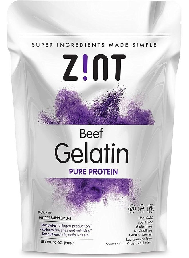 مسحوق الجيلاتين غير المنكه من زينت (10 أونصة): مكملات الكولاجين المضادة للشيخوخة، بروتين، مناسب لحم البقر المغذي بالعشب، غير معدل وراثيًا - للخبز والتكثيف - الجمال والبشرة والشعر والأظافر