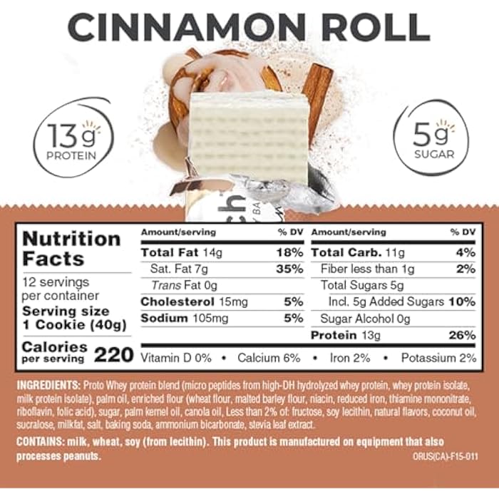 Power Crunch Protein Wafer Bars, High Protein Snacks with Delicious Taste, Cinnamon Roll, 1.4 Ounce (12 Count) - Image 3