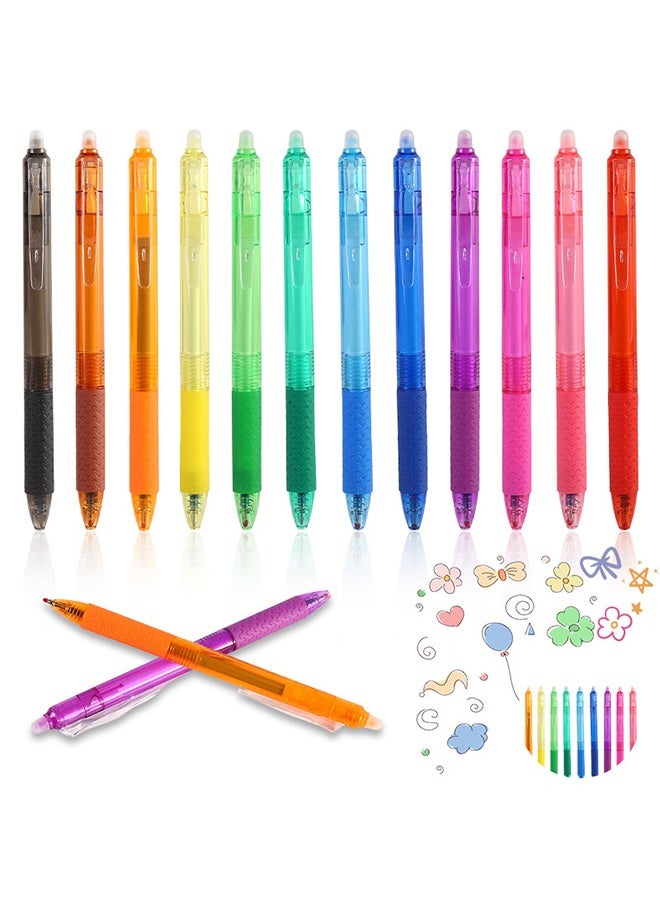 Generic Erasable Gel Pens, Erasable Rollerball Pen,  0.5mm Erasable Gel Pens with Rubbers on the End, Multicolor Gel Ink Rolling Ball Pens，Handwriting Writing Pens for for Kids Adults Students School Office Stationary Supplies (12 Assorted Colors)  - Image 1
