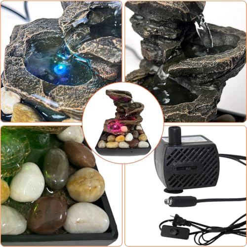 JOINDATAT Tabletop Fountain Indoor Waterfall Rock Fountain, Meditation Fountain with Color LED Light, Waterfall Feature for Home Office Decor - Image 4