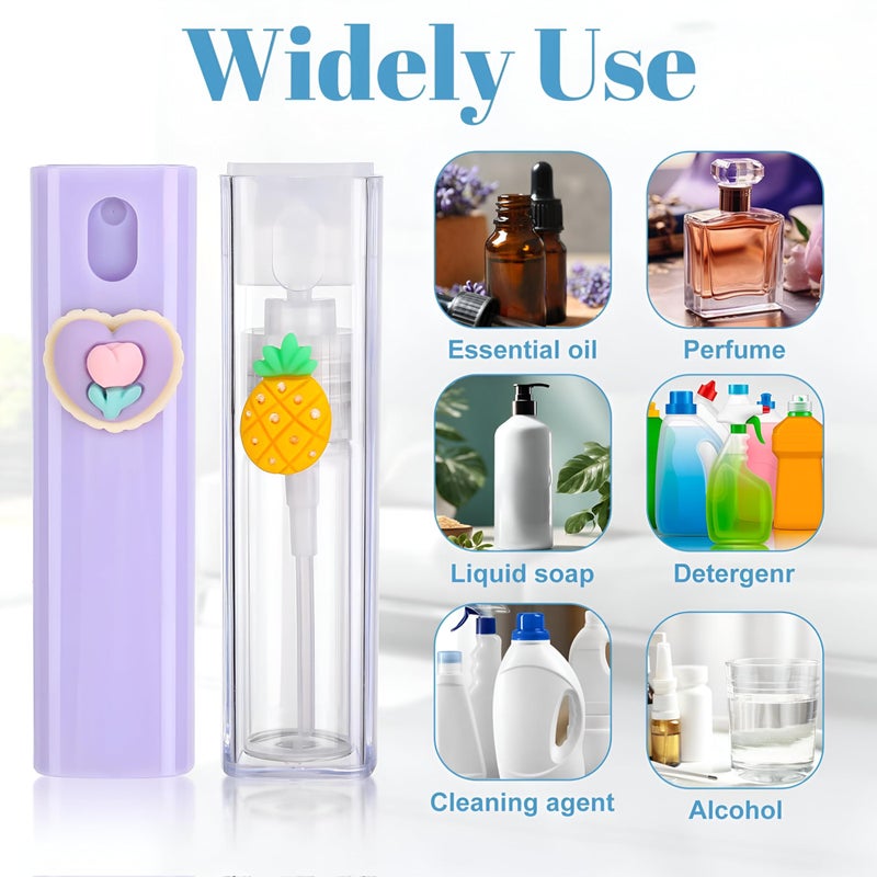 Hand Sanitizer Bottle - 10ml Cute Mini Spray Atomizer for Travel, Refillable with Funnels and Droppers, Comes with a Colorful Silicone Case and Hanging Rope (4PCS) - Image 3