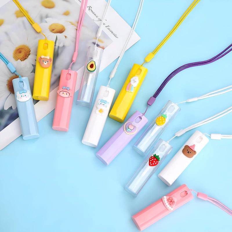 Hand Sanitizer Bottle - 10ml Cute Mini Spray Atomizer for Travel, Refillable with Funnels and Droppers, Comes with a Colorful Silicone Case and Hanging Rope (4PCS) - Image 2