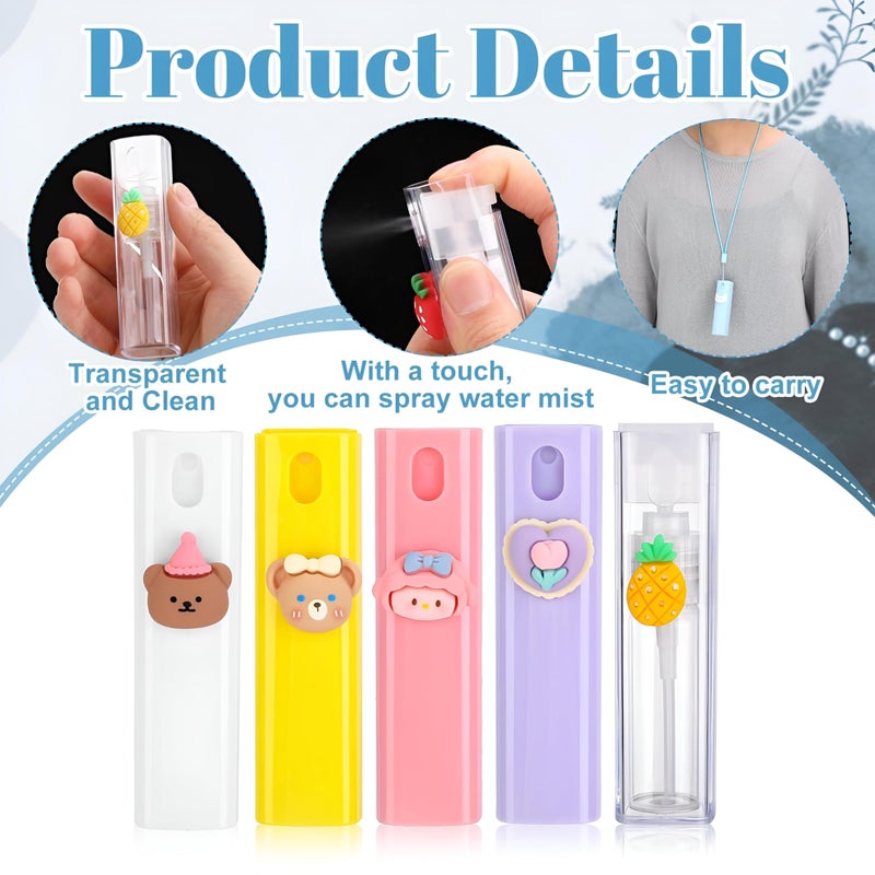 Hand Sanitizer Bottle - 10ml Cute Mini Spray Atomizer for Travel, Refillable with Funnels and Droppers, Comes with a Colorful Silicone Case and Hanging Rope (4PCS) - Image 5