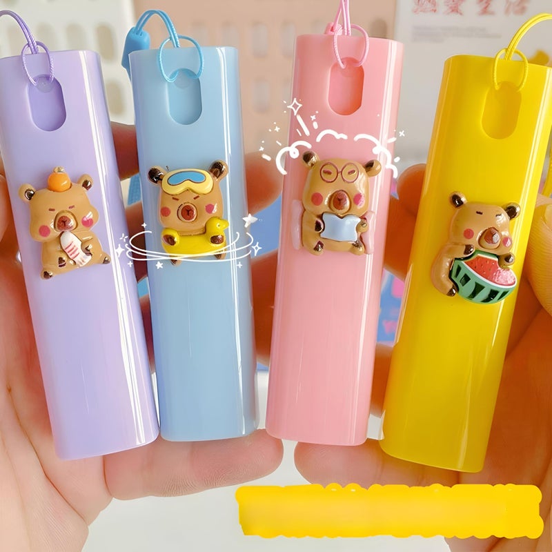 Hand Sanitizer Bottle - 10ml Cute Mini Spray Atomizer for Travel, Refillable with Funnels and Droppers, Comes with a Colorful Silicone Case and Hanging Rope (4PCS) - Image 1