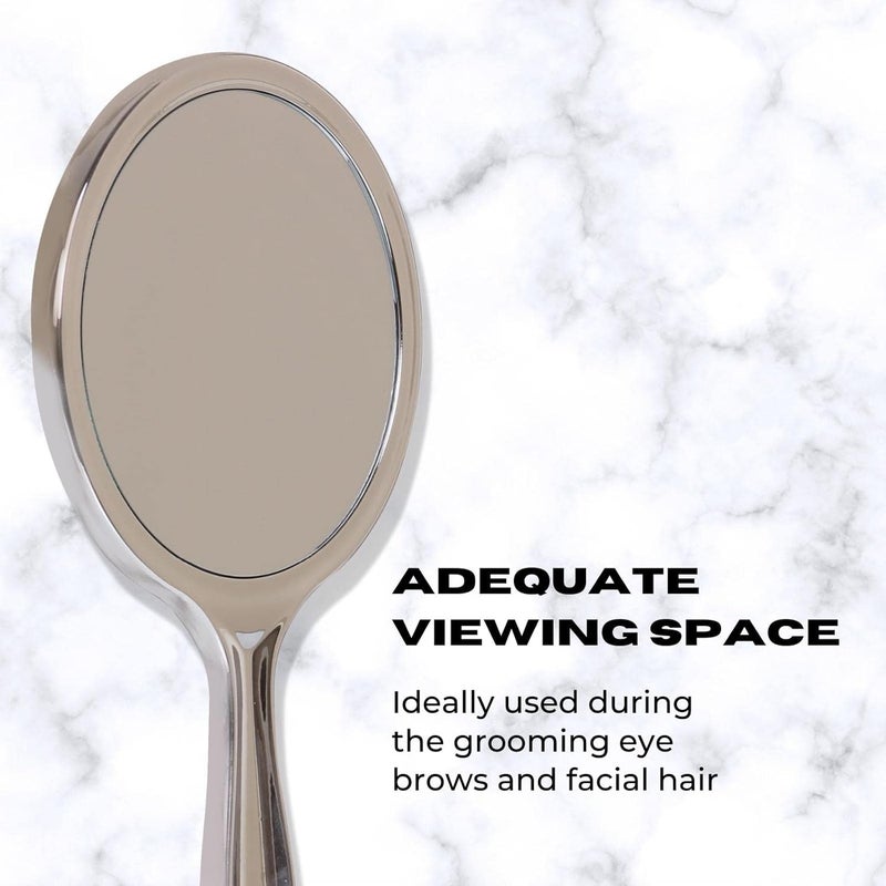 Scarlet Line Scarlet Line Professional Series Small Size Round Double Sided Magnifying Makeup Purse Mirror with Handle for Men Women Silver Color - Image 2