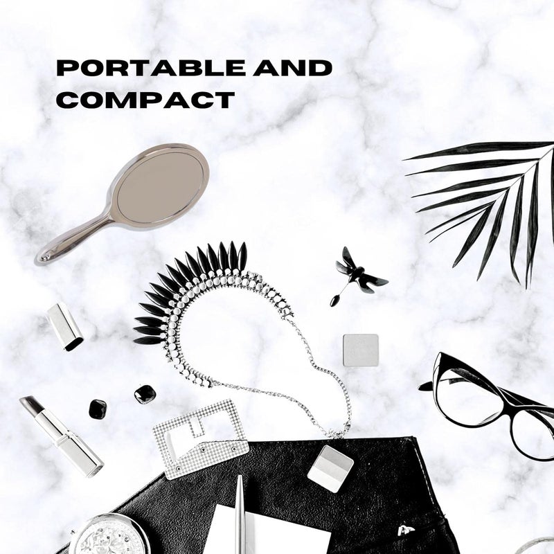 Scarlet Line Scarlet Line Professional Series Small Size Round Double Sided Magnifying Makeup Purse Mirror with Handle for Men Women Silver Color - Image 4