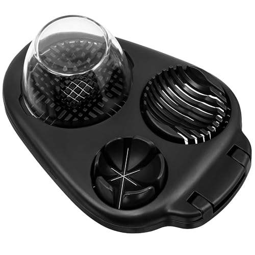 CraftyCrocodile Egg Slicer for Hard Boiled Eggs - 3 Slice Modes Egg Cutter, Heavy Duty, Stainless Steel Dicer - Kitchen Chopper Tool for Strawberry, Mushroom, Grape, Cherry Tomato - Black - Image 1