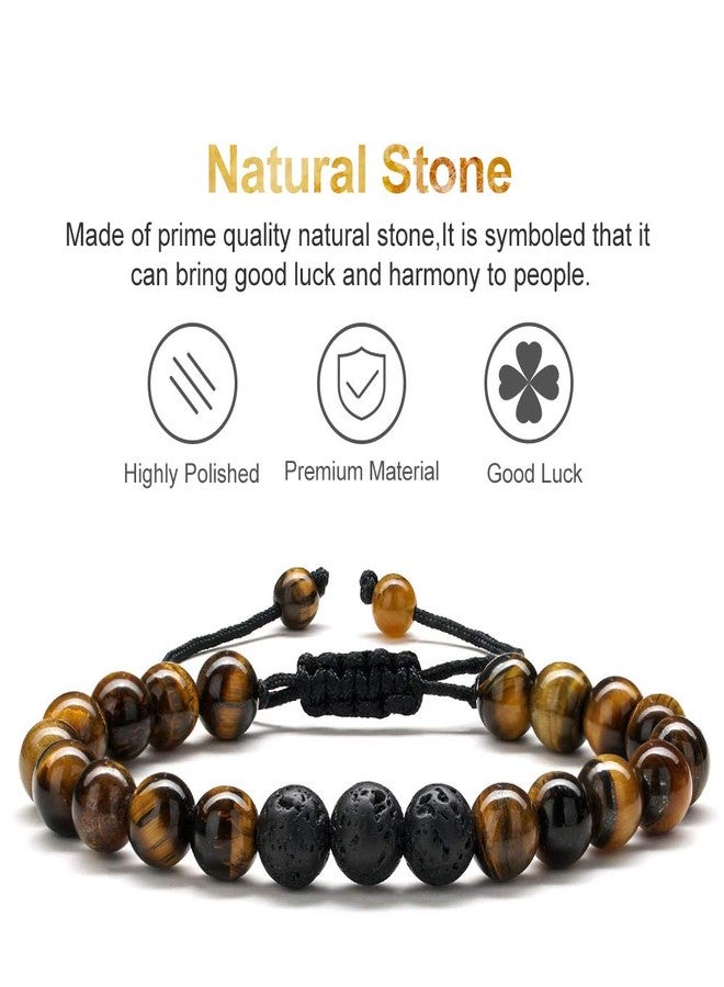 MONOZO Anxiety Bracelet for Men Bead - 8mm Tiger Eye Stone Beads Bracelet Adjustable Natural Matte Agate Onyx Yoga Essential Oils Anxiety Aromatherapy Bracelets Jewelry Birthday Gifts for Men - Image 4