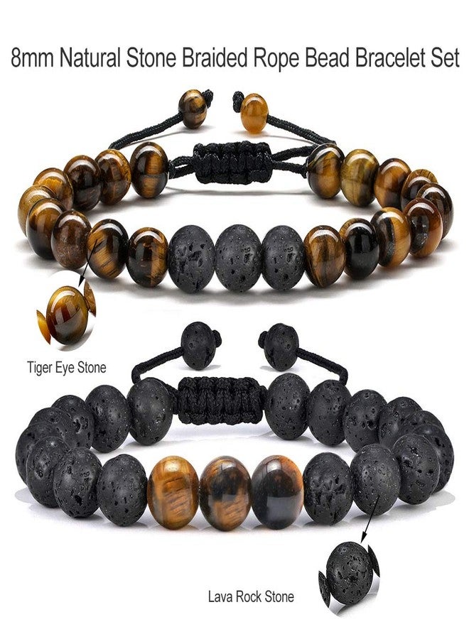 MONOZO Anxiety Bracelet for Men Bead - 8mm Tiger Eye Stone Beads Bracelet Adjustable Natural Matte Agate Onyx Yoga Essential Oils Anxiety Aromatherapy Bracelets Jewelry Birthday Gifts for Men - Image 5