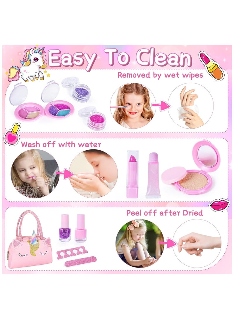Mr. Penda 29 in 1 Kids Makeup Kit with Unicorn Bag, Washable Makeup for Girls, Real Play Makeup Set for Kids Little Girls Toddlers, Safe Dress Up Toys for Girls Princess, Birthday Gift for Girls Ages 8+ - Image 4