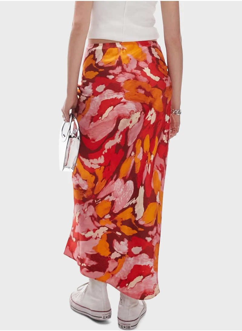 TOPSHOP Floral High Waist Maxi Skirt