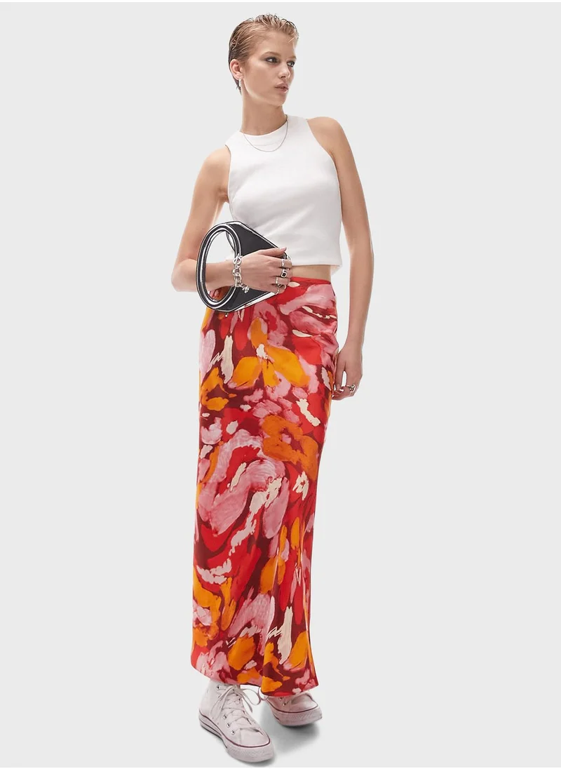 TOPSHOP Floral High Waist Maxi Skirt