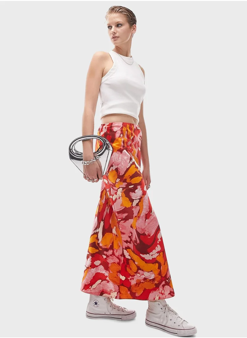 TOPSHOP Floral High Waist Maxi Skirt
