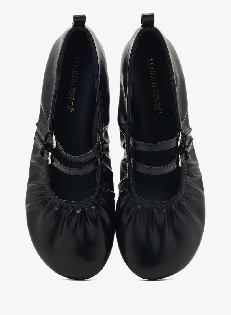 London Rebel BLACK PU Mia Ballet Flats for Women | Best Price UAE