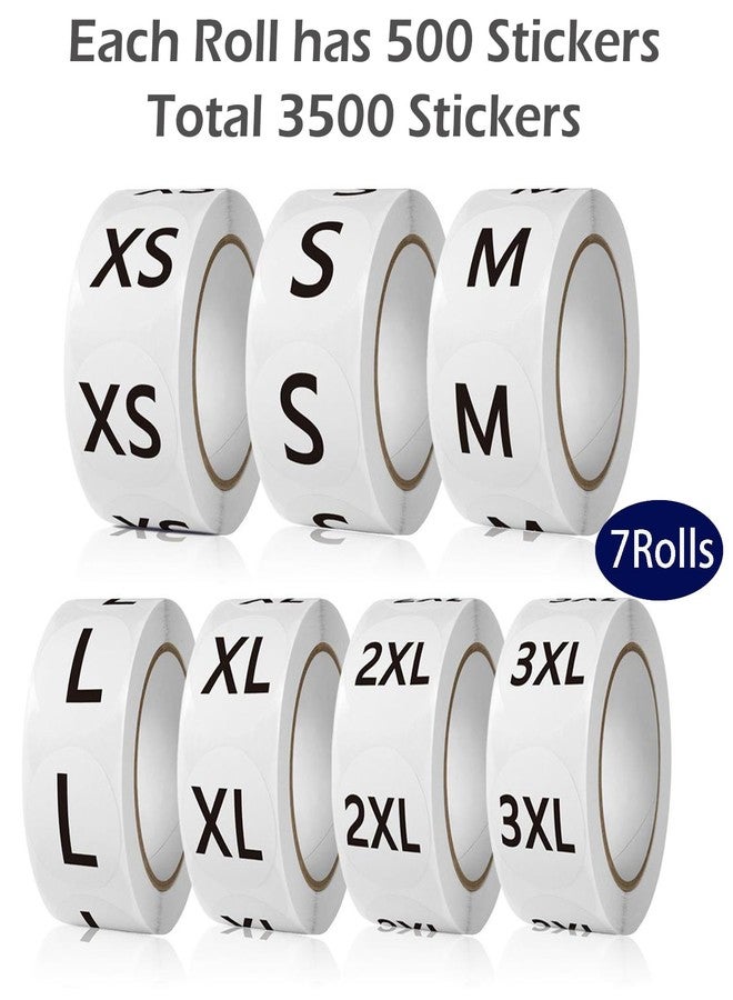 STORE 2508 Store2508 Clothing Size Stickers 3500 Pcs – 1 Inch Round Self-Adhesive Labels for T-Shirts & Retail, 7 Sizes XS to 3XL - Image 3