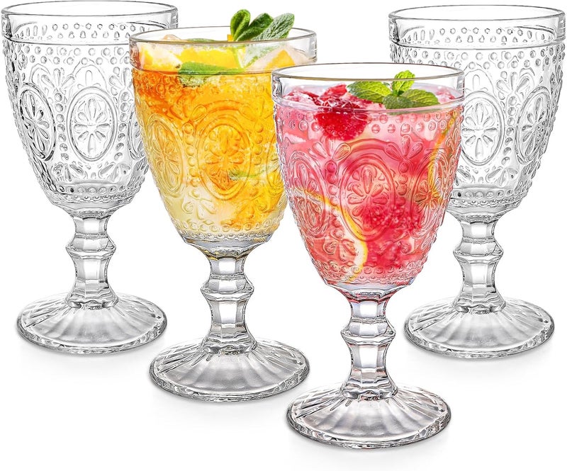 Bekith Clear Glass Goblets, Drinking Goblets Stemmed Water Glasses for Iced Tea Wine Juice Beer Cold Beverage, Goblet Glassware for Parties, 10 Ounce, Set of 4 - Image 5