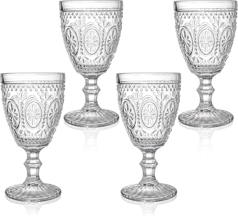 Bekith Clear Glass Goblets, Drinking Goblets Stemmed Water Glasses for Iced Tea Wine Juice Beer Cold Beverage, Goblet Glassware for Parties, 10 Ounce, Set of 4 - Image 1